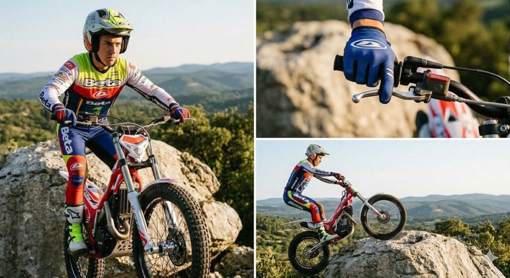 illustrations techniques des positions en moto trial